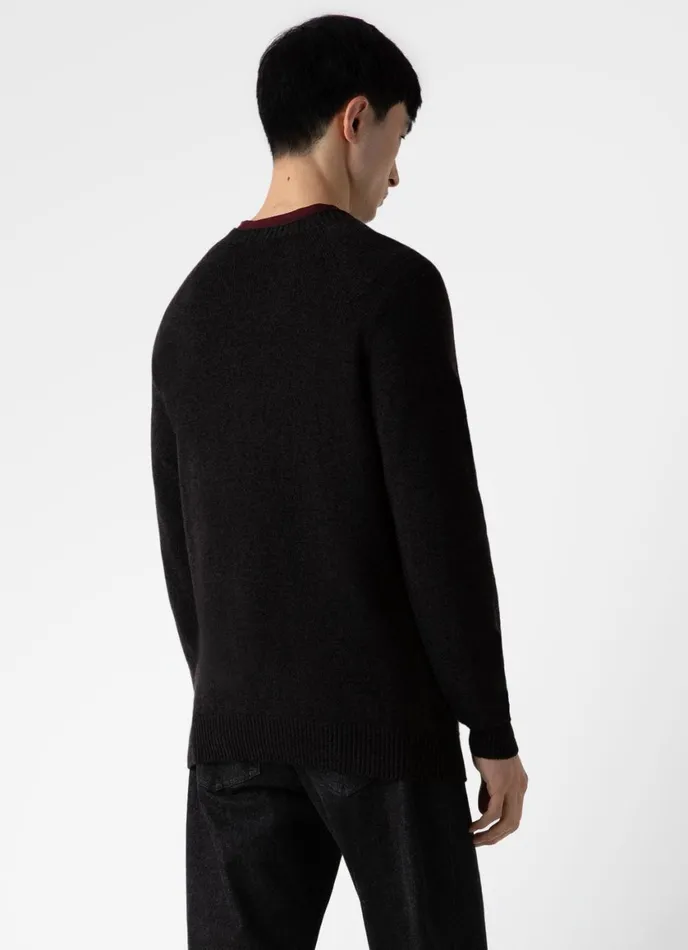 Lambswool Crew Neck Jumper Coffee Twist Men SUNSPEL Knitwear