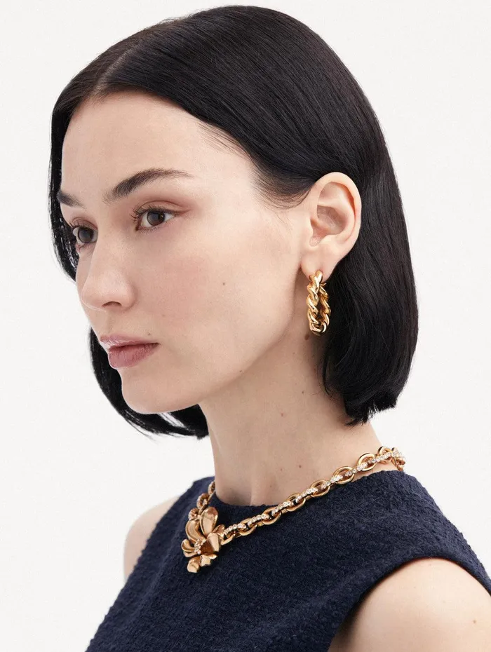 Large Rope Hoop Earrings Gold Women Oscar De La Renta Earrings Large Rope Hoop Earrings Gold Women Oscar De La Renta Earrings