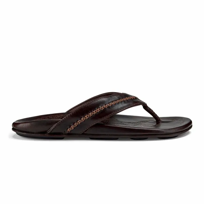Leather Men Olukai Mea Ola Leather Beach Sandals 8211 Dark Java