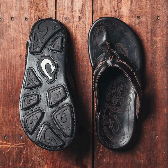 Leather Men Olukai Mea Ola Leather Beach Sandals 8211 Dark Java