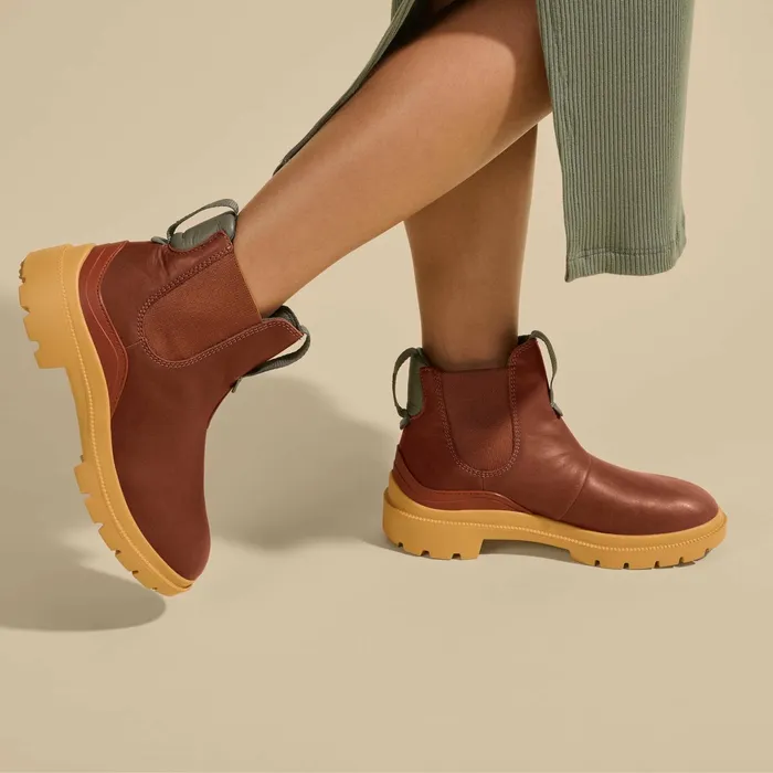 Leather Women Olukai Hehi Waterproof Leather Booties 8211 Fox Hunter