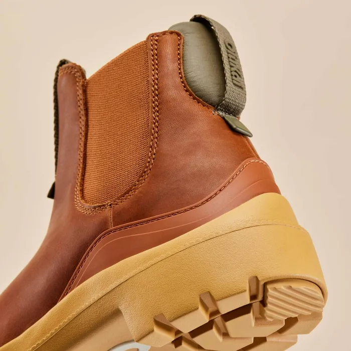 Leather Women Olukai Hehi Waterproof Leather Booties 8211 Fox Hunter