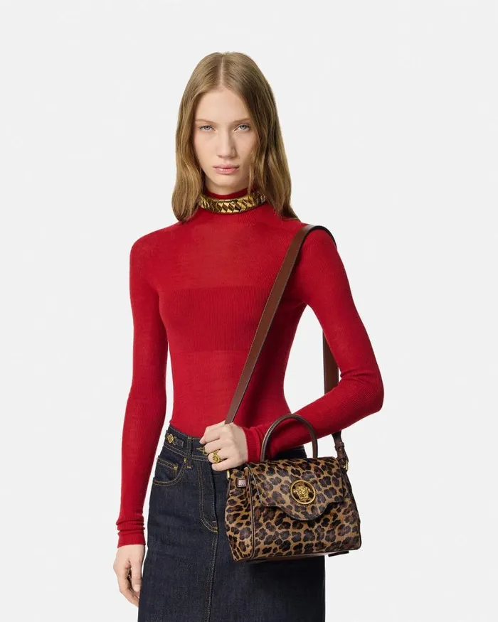 Leopard La Medusa Small Handbag Animalier Women Versace Top Handle