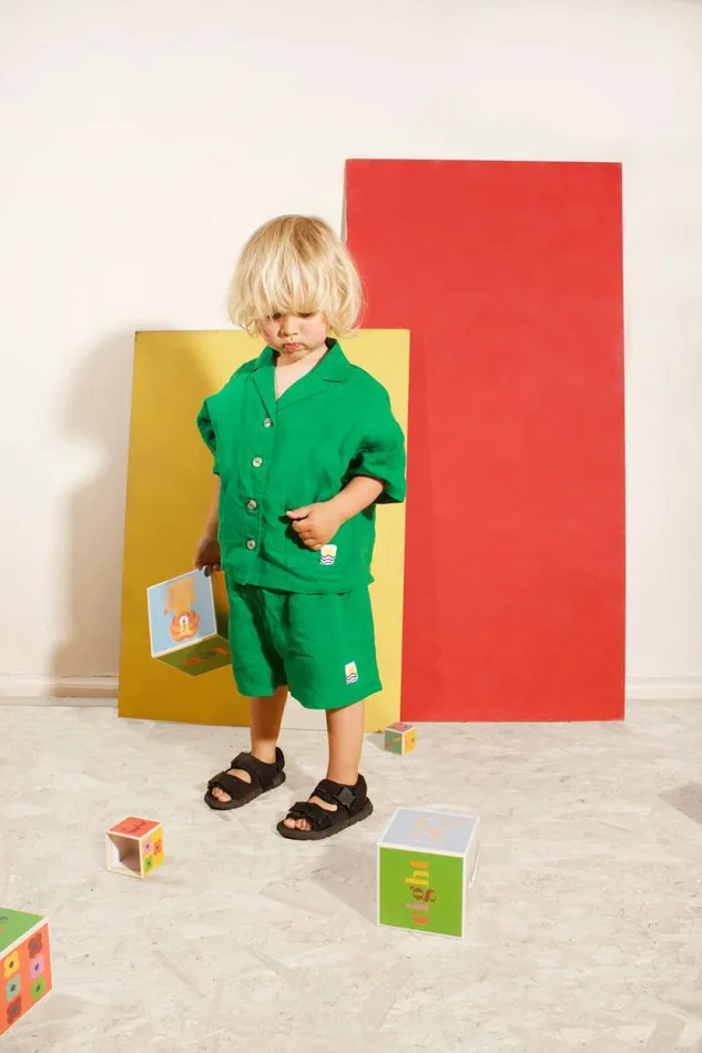 LF Markey Kids Kids Kids Basic Linen Shorts Grass