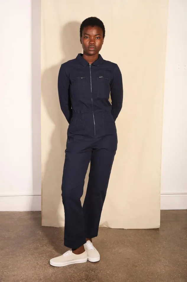 LF Markey One Pieces Women Danny Stretch Canvas Boilersuit Navy
