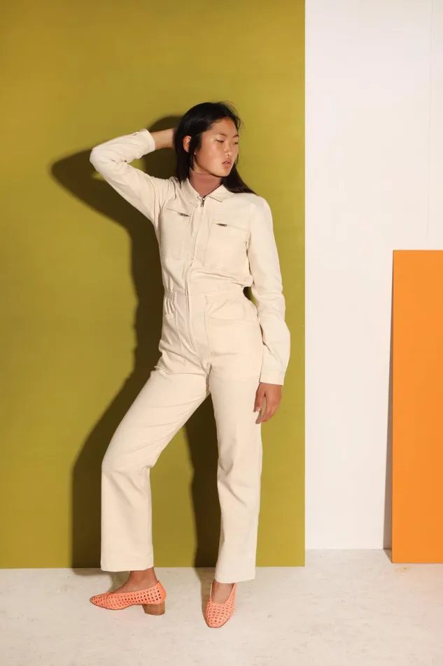 LF Markey One Pieces Women Danny Stretch Drill Boilersuit Ivory