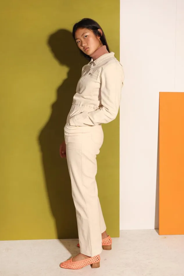 LF Markey One Pieces Women Danny Stretch Drill Boilersuit Ivory