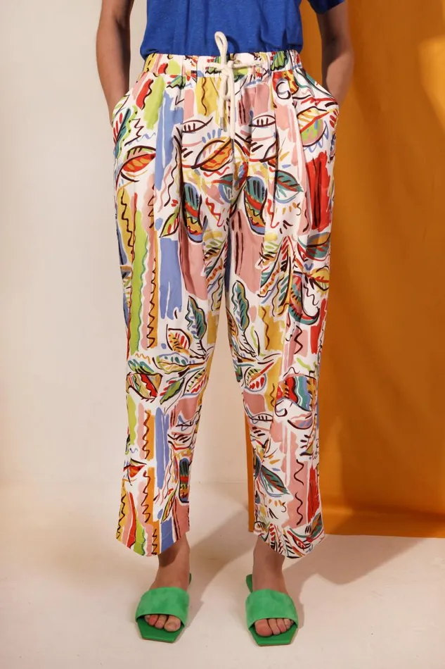 LF Markey Trousers Women Mega Drawcord Slacks Painted Paisley
