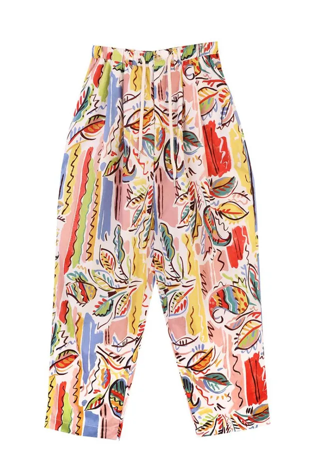 LF Markey Trousers Women Mega Drawcord Slacks Painted Paisley