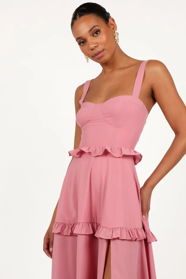 Lillee Tiered Maxi Dress Mauve Floral Dresses Petal and Pup Women