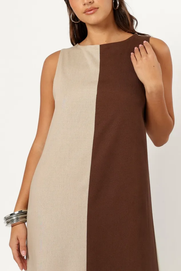 Linen Dresses Lindi Maxi Dress BrownBeige 8211 Petal and Pup Women