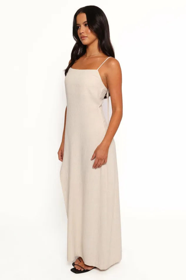 Linen Dresses Petal and Pup Women Sawyer Midi Slip Dress Oatmeal