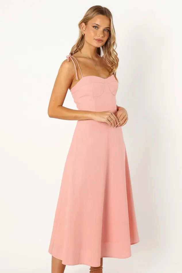 Linen Dresses Remi Midi Dress Soft Rose 8211 Petal and Pup Women
