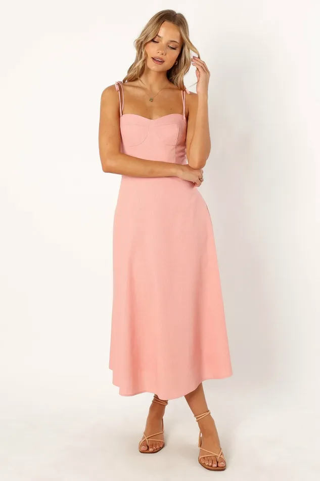 Linen Dresses Remi Midi Dress Soft Rose 8211 Petal and Pup Women