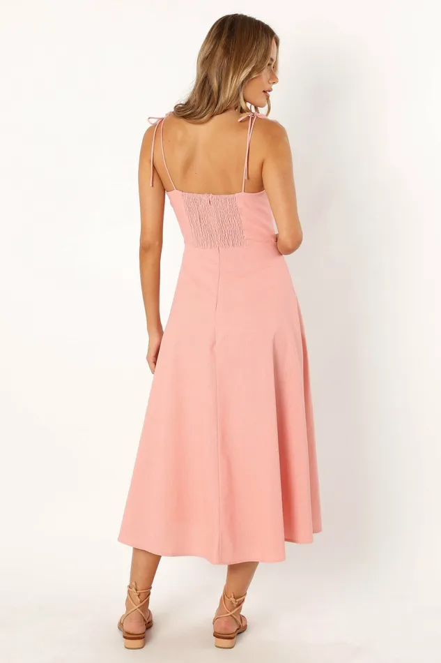 Linen Dresses Remi Midi Dress Soft Rose 8211 Petal and Pup Women