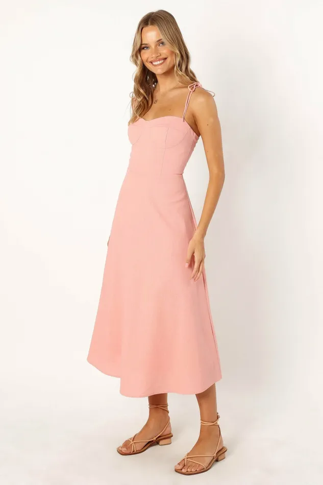 Linen Dresses Remi Midi Dress Soft Rose 8211 Petal and Pup Women