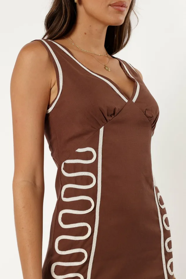 Linen Dresses Women Petal and Pup Alexa Mini Dress Chocolate
