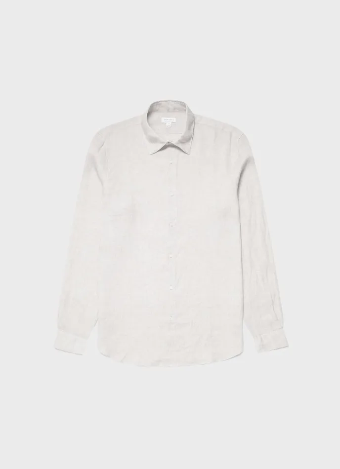Linen Shirt Oatmeal Melange Men SUNSPEL Shirts