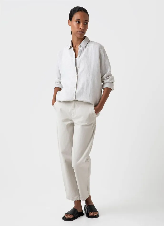 Linen Shirt Oatmeal Melange Women SUNSPEL Shirts and Blouses