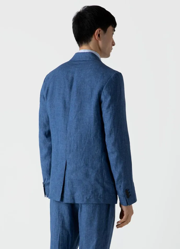 Linen Unstructured Blazer Blue Melange Men SUNSPEL Jackets and Coats