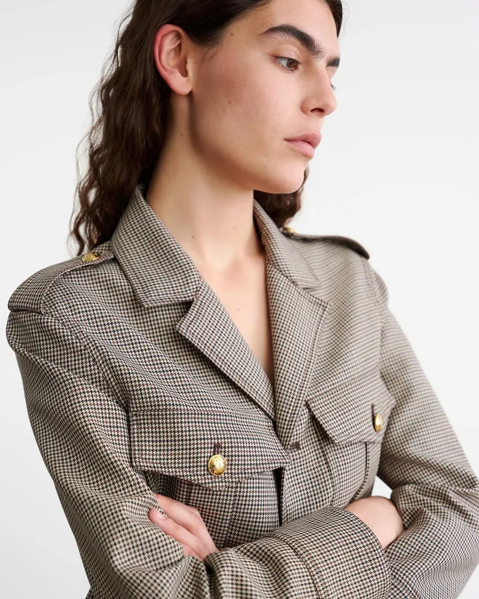LISE JACKET Brown Houndstooth Women Nili Lotan Jackets and Blazers