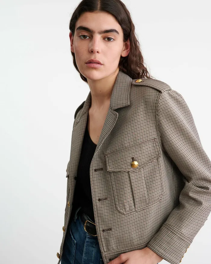 LISE JACKET Brown Houndstooth Women Nili Lotan Jackets and Blazers