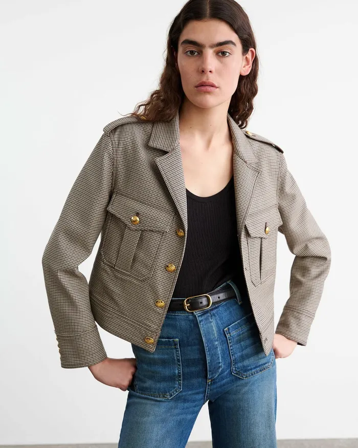 LISE JACKET Brown Houndstooth Women Nili Lotan Jackets and Blazers