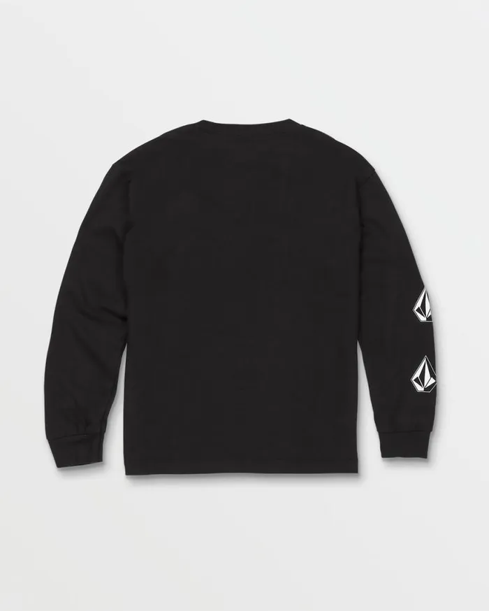 Little Boys Iconic Stone Long Sleeve Tee 8211 Black Kids Volcom TShirts and Tanks