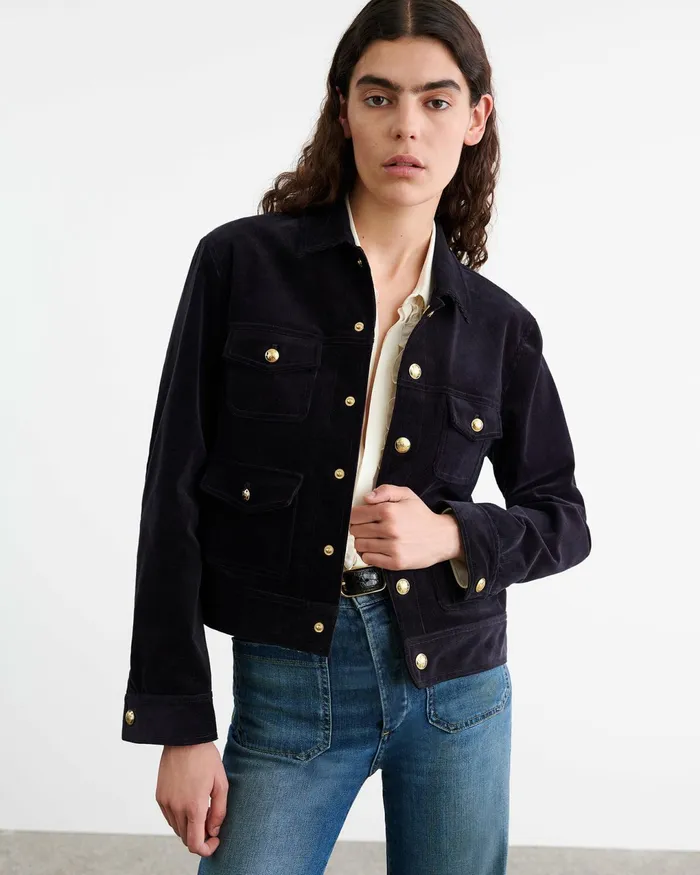 LIZETH CORDUROY JACKET Midnight Women Nili Lotan Jackets and Blazers