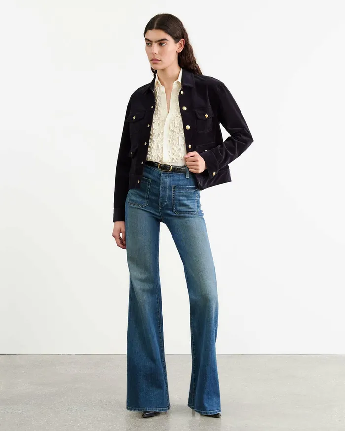 LIZETH CORDUROY JACKET Midnight Women Nili Lotan Jackets and Blazers