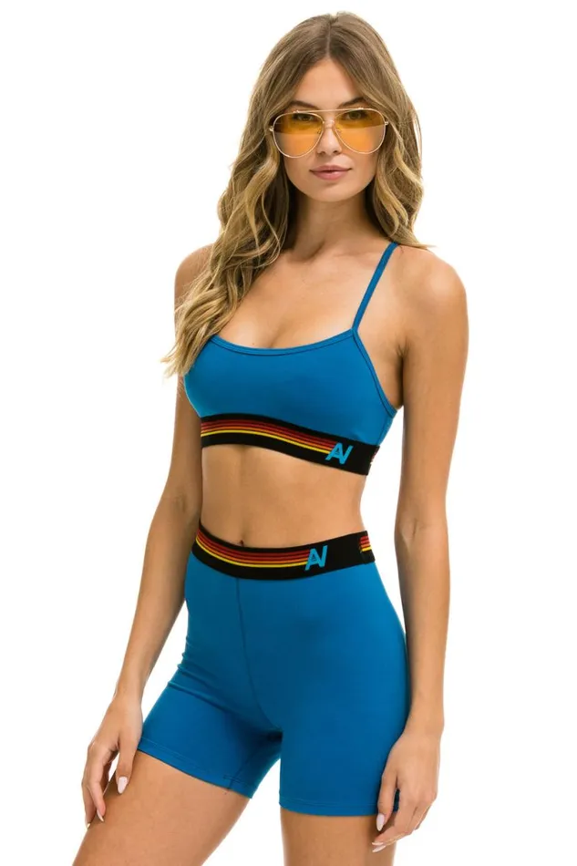 Logo 4 Inch HiRise Biker Short 8211 Caribbean Women Aviator Nation Shorts