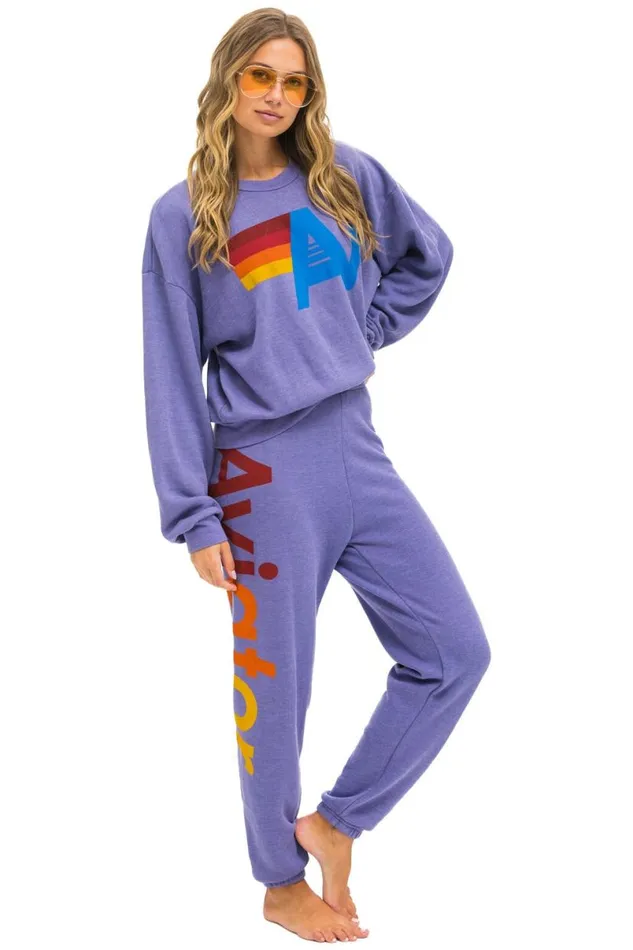 Logo Relaxed Crew Sweatshirt 8211 Lavender WomenMen Aviator Nation Sweatshirts
