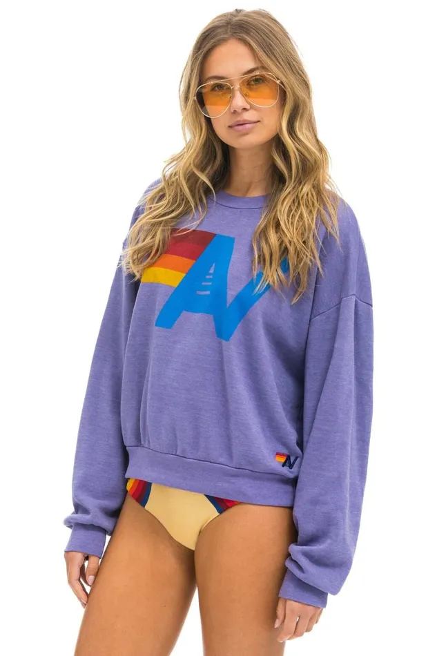 Logo Relaxed Crew Sweatshirt 8211 Lavender WomenMen Aviator Nation Sweatshirts