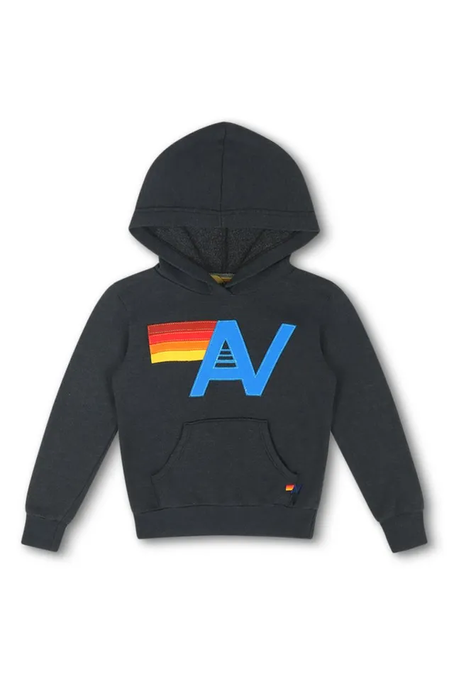 Logo Stitch Pullover Hoodie 8211 Charcoal Kids Aviator Nation Hoodies