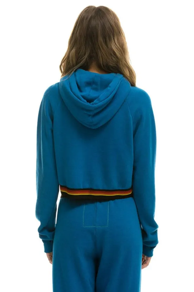 Logo Stripe Crop Pullover Hoodie 8211 Caribbean Women Aviator Nation Hoodies