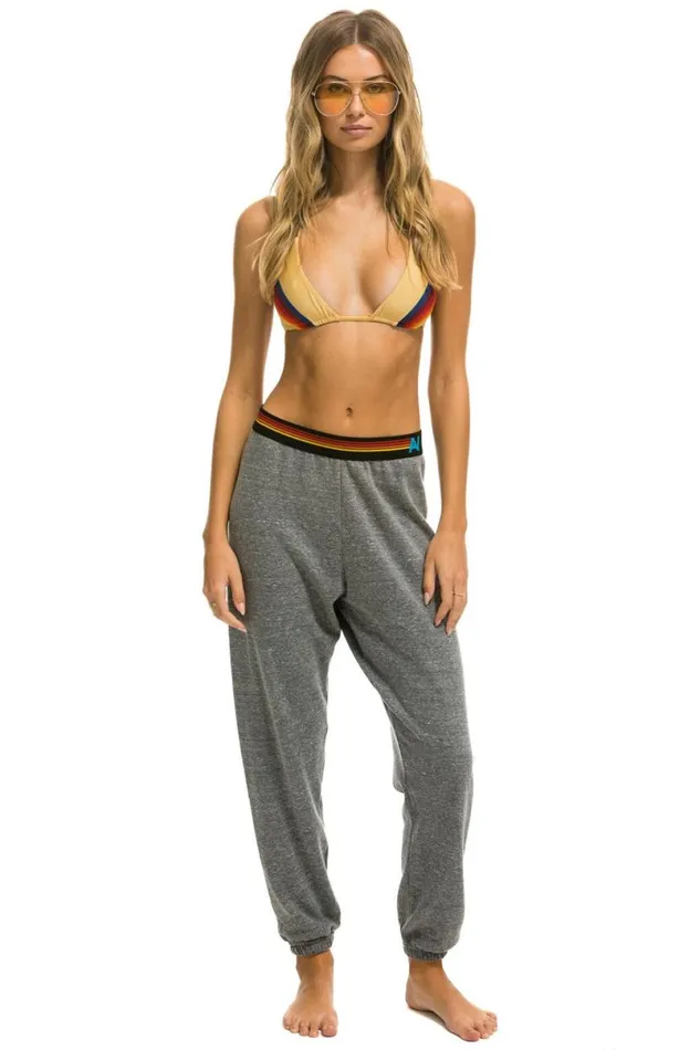 Logo Stripe Sweatpants 8211 Heather Grey Women Aviator Nation Sweatpants