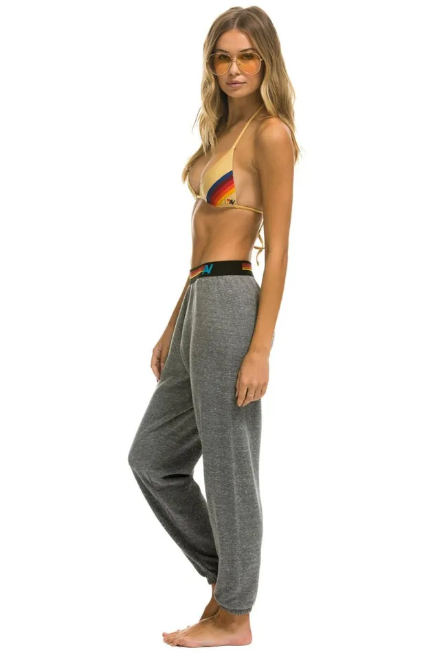 Logo Stripe Sweatpants 8211 Heather Grey Women Aviator Nation Sweatpants