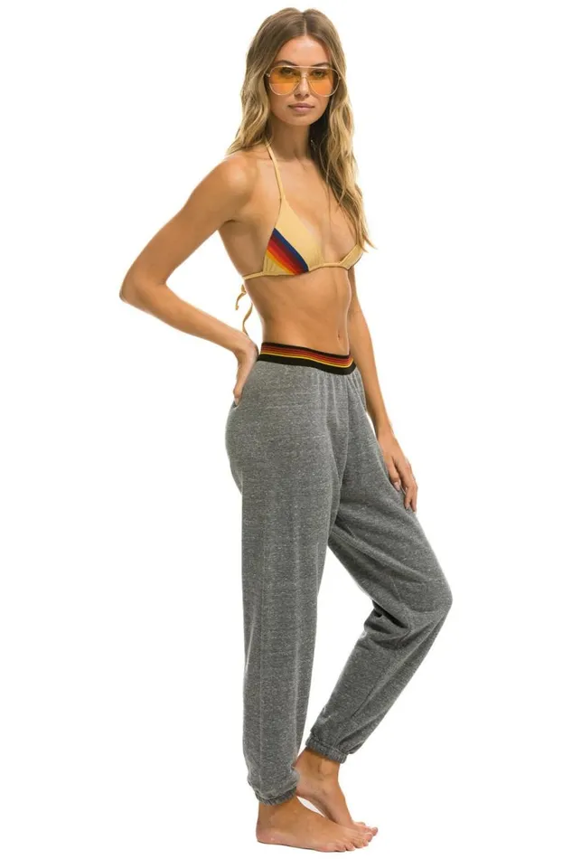 Logo Stripe Sweatpants 8211 Heather Grey Women Aviator Nation Sweatpants