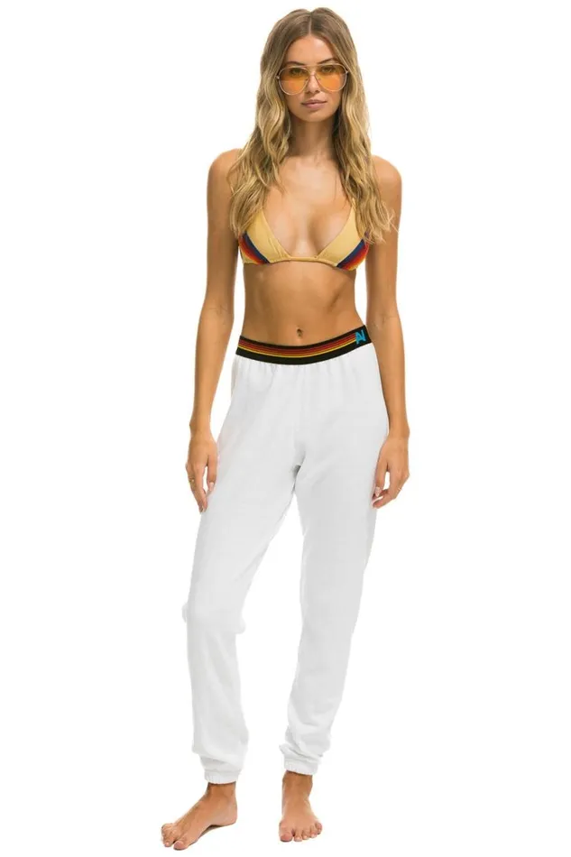 Logo Stripe Sweatpants 8211 White Women Aviator Nation Sweatpants