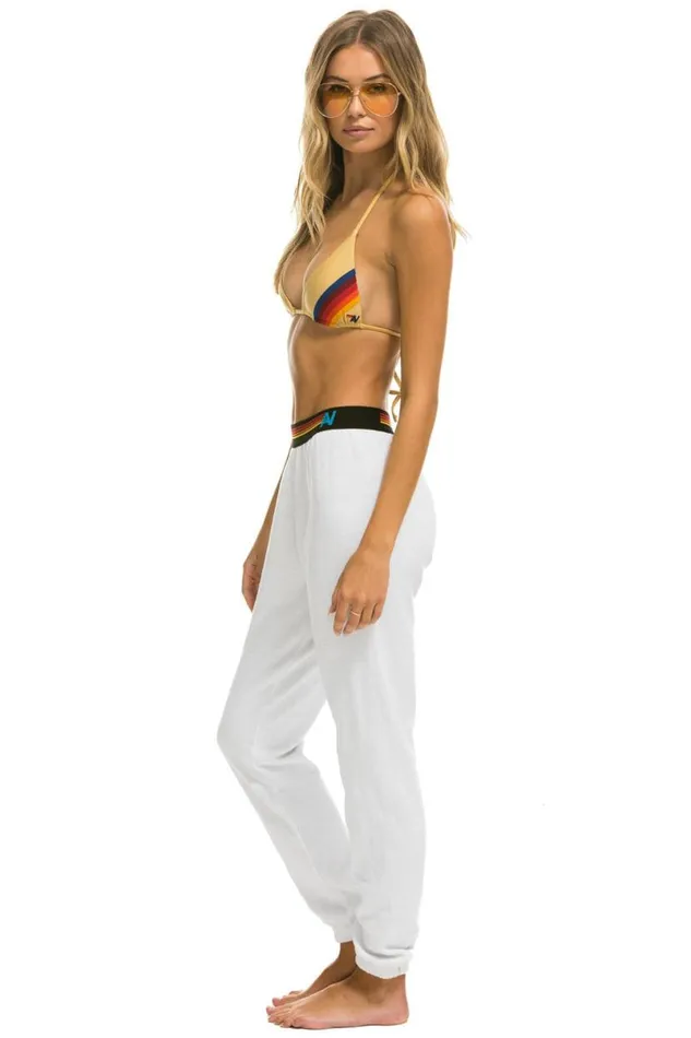 Logo Stripe Sweatpants 8211 White Women Aviator Nation Sweatpants