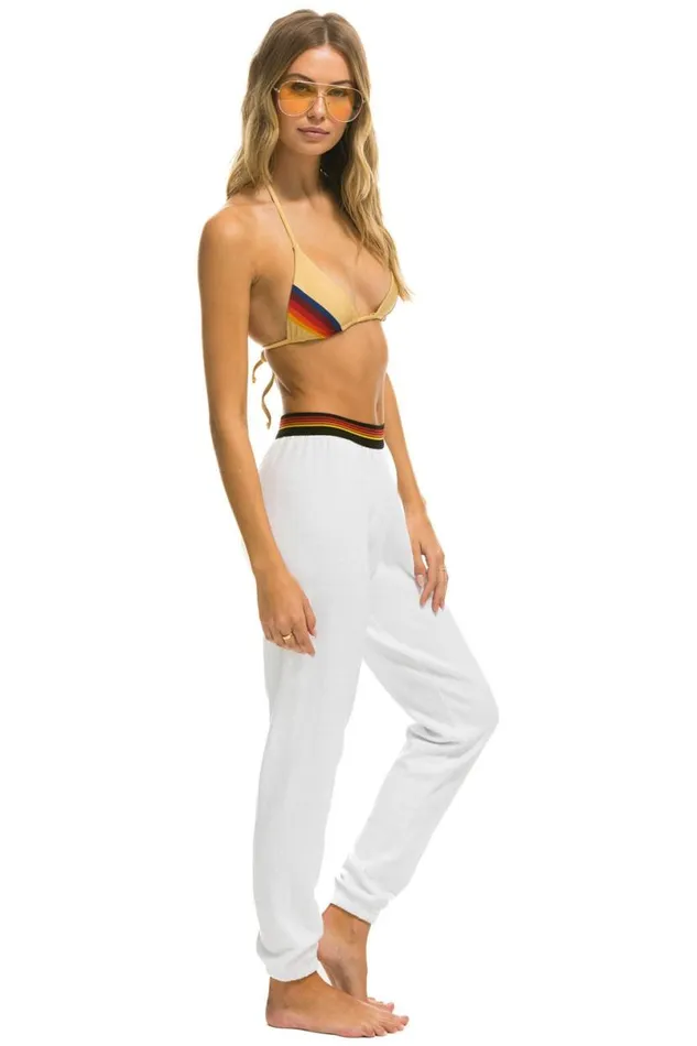 Logo Stripe Sweatpants 8211 White Women Aviator Nation Sweatpants