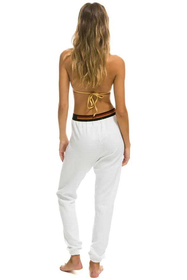 Logo Stripe Sweatpants 8211 White Women Aviator Nation Sweatpants
