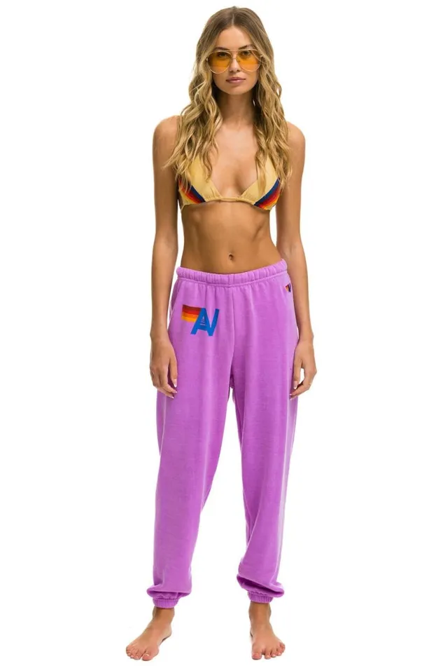 Logo Sweatpants 8211 Neon Purple Women Aviator Nation Sweatpants