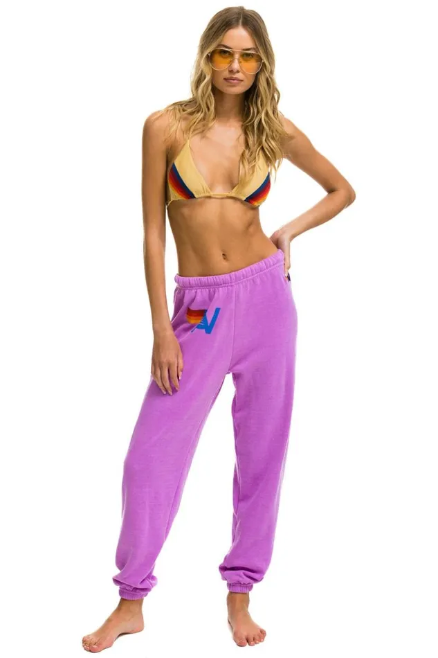 Logo Sweatpants 8211 Neon Purple Women Aviator Nation Sweatpants