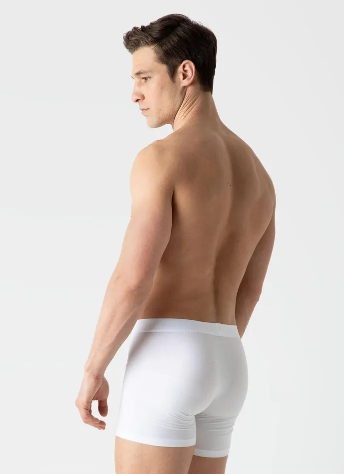Long Cut Stretch Cotton Trunks White Men SUNSPEL Trunks and Shorts