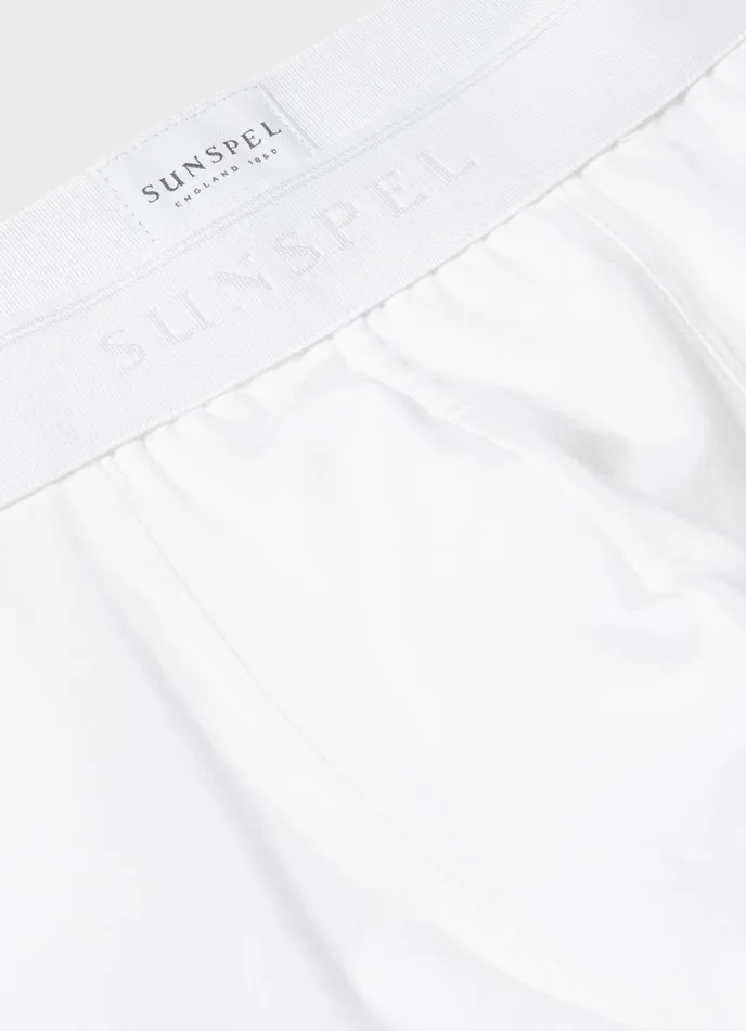 Long Cut Stretch Cotton Trunks White Men SUNSPEL Trunks and Shorts