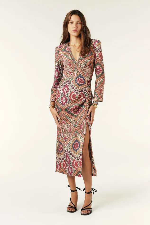 Long Sequin Dress Tatiana Yellow Women Baandsh Dresses