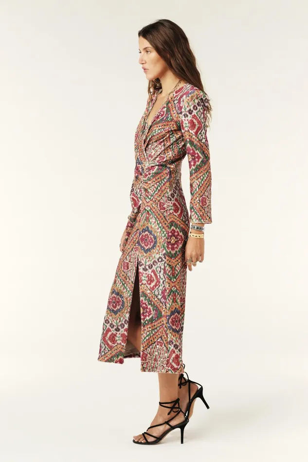Long Sequin Dress Tatiana Yellow Women Baandsh Dresses
