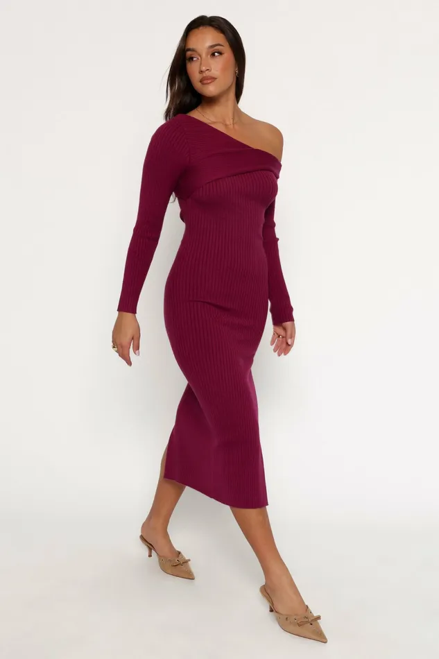 Long Sleeve Dresses Petal and Pup Women Cammie Long Sleeve Midi Dress Fuchsia