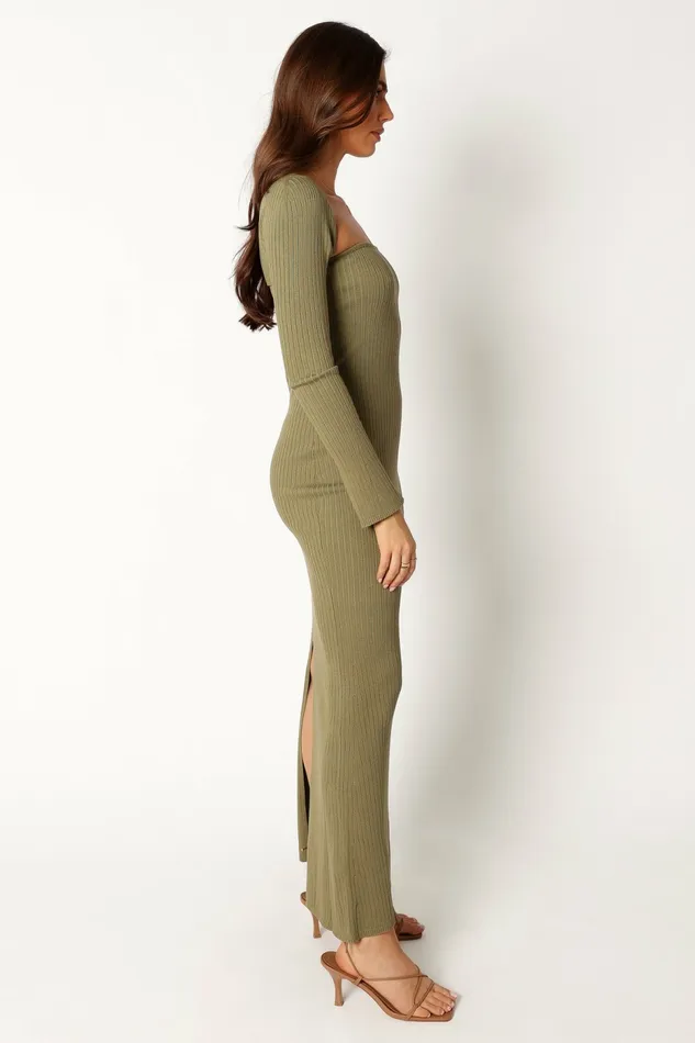 Long Sleeve Dresses Women Petal and Pup Vita Maxi Dress Khaki
